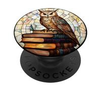 Owl Sitting on Books Artwork PopSockets Adhesive PopGrip