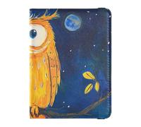 Owl Sitting on Branch at Night Leather Passport and Vaccine Card Holder Combo Card Holder Passport Case Document Organizer Holder Accessories Waterproof, Owl sitting on branch at night, One Size