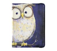 Owl Sitting on Branch at Night Leather Passport and Vaccine Card Holder Combo Vaccine Case Protector Cover Document Organizer Holder Accessories Waterproof, Owl sitting on branch at night, One Size