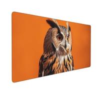 Owl Sitting on Orange Background Gaming Mouse Pad, 35.5 x 16 inch Large Extended Computer Keyboard Mouse Mat Pad, Non-Slip Mousepad, Table Protector Blotter Mat,Laptop Desk Mat for Office Home