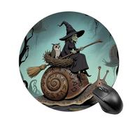 Owl Snail Witch Round Mouse Pad, Cute Non-Slip Rubber Base Desk Mat, Funny Small Mousepad for Office & Gaming, Decorative Computer Accessories for Home Office Desk 7.8 Inch