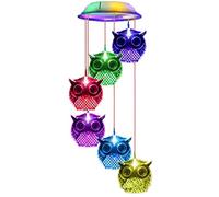 Owl Solar Wind Chime Light Waterproof Color Changing Outdoor Solar Garden Decorative Lights for Mother Day Women Birthday Yard Garden Decoration (Color cover)