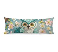 Owl Spring Flowers Turquoise Body Pillow Pillowcase 20"x54" Lumbar Throw Pillow Covers with Hidden Zipper Breathable & Cozy Full Long Bodypillow Case Cover for Sleeping Bedroom Couch Sofa Decor
