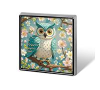 Owl Spring Flowers Turquoise Button Pin Funny Cute Brooch Pins Personalized Square Lapel Pin Badges Alloy Pinback Button Badge Novelty Backpack Pins for Jackets Hat Bags Chrismas Birthday Gift