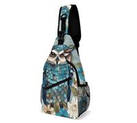Owl Spring Flowers Turquoise Crossbody Sling Backpack Travel Shoulder Pack Casual Cross Body Bag Hiking Chest Bag Fanny Pack