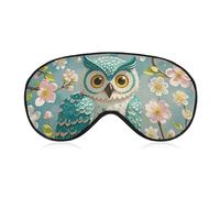 Owl Spring Flowers Turquoise Eye Mask for Women & Men, Breathable & Adjustable Eye Cover, Ultra Soft Sleep Mask, Lightweight Travel Blindfold for Airplane, Nap, Night Sleeping