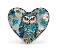 Owl Spring Flowers Turquoise Lapel Pin Cute Custom Button Pin Personalized Heart Brooch Aluminum Alloy Brooch Pins Fashion Exquisite Badge Pins for Hat Bag Suit Tie Wedding Accessories