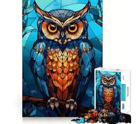 Owl Stained Glass Jigsaw Puzzles1000 Pieces Mind Skill Toy Soothing Play Precision Cut Art Collection Piece (38x52cm)