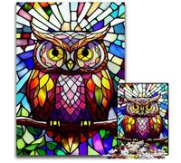 Owl Stained Glass Style1000 Pieces Puzzle Gifts Impossible Jigsaw Puzzles for Adults Interactive Family Game Ideal Family Activity Game 1000 PCS(75x50cm)