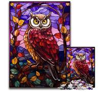 Owl Stained Glass StyleJigsaw Puzzle 1000 Pieces Paper Puzzles Perfect for Family Fun on Christmas Thanksgiving Birthdays Easter 1000 PCS(38x26cm)