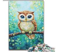 Owl Standing on A Tree Jigsaw Puzzles for Adults, Educational Games DIY Toys with Matching Poster And Trivia Sheet for Age 14+ (26x38cm)