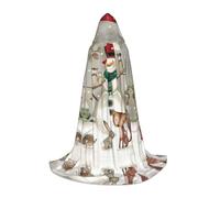 (Owl standing on snowman) Print Hooded Cape For Teenagers Costume Party, Halloween Hooded Cape Soft and Elastic,L