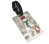Owl Standing on Snowman Print Luggage Tag with Privacy Cover â€“ Secure Travel Identifier for Suitcases, Handbags & Backpacks