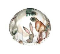 Owl Standing On Snowman Shower Caps For Women, Elastic And Reusable Bath Caps, Double Waterproof Layers Shower Cap, Bathing Shower Caps