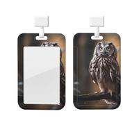 Owl Standing On The Tree Id Badge Holder with Lanyard Waterproof Key Card Holder Case Vertical Id Card Protector with Clear Id Window Breakaway Name Tags for Women Men Work Office Doctor Nurse
