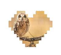 Owl Standing on The Tree Printed Jigsaw Puzzle 10.8x12.8 CM, Heart-Shaped Puzzle Challenging Game for Adults, Fun Decorative Wall Decor