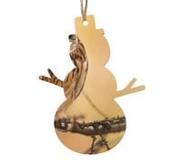 Owl Standing on The Tree Printed Snowman Shape Xmas Ornaments 1 Pcs, Christmas wooden pendant Hanging for Xmas Tree Home Indoor Outdoor Decor