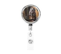 Owl Standing On The Tree Retractable Badge Reel Holder with Clip and Keychain Name Badge Reel Funny Cute Badge Clips Id Card Badge Holder for Office Worker Doctor Nurse