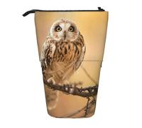 Owl Standing On The Tree Standing Telescopic Pencil Bag Oxford Cloth Bag Portable for Boys Girls Teens Students Office