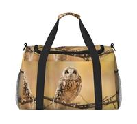 Owl Standing On The Tree Travel Duffel Bag for Women Men,Print Polyester Tote Hand Luggage Bag with Shoulder Strap