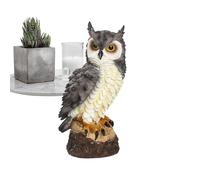 Owl Statue, Outdoor Garden Owl Sculpture, Realistic Scare Decor with Serious Expression, Weatherproof Predator Animal Ornament for Balcony Roof Pond Patio Porch Yard Lawn Pool Mantel