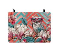 Owl Stove Top Cover for Electric Stove, Contemporary Artistic Magnolia Flowers Spring Coral Rubber Non-Slip Flat Top Electric Protector Mat Everyday Kitchen Use Decor 28x20 Inch