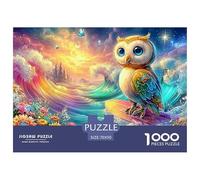 Owl Surfs Rainbow Waves with Flowers 1000Pc Jigsaw Puzzle Dreamy Owl Premium Quality, Great for Adults & Kids 70x50cm/1000pcs