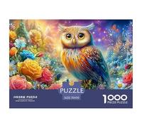 Owl Surrounded by Bright, Varied Blooms 1000 Piece Jigsaw Puzzle Dreamy Owl Recycled Cardboard, Great Gift for All Ages 70x50cm/1000pcs
