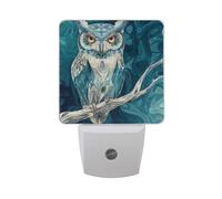 Owl Teal Swirl Night Light Dusk to Dawn Sensor LED Night Dimmable Nightlight Lights Plug into Wall for Bedroom