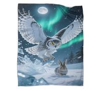 Owl Throw 3D Printed Northern Lights Snow Blanket Bedding Soft Cozy Gifts Lightweight Fluffy Plush for Holiday Bed Couch for Boys Girls All Season Couch Sofa 60x80inch(150x200cm)