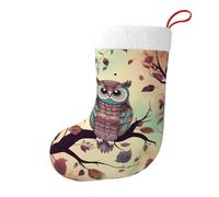 Owl Tree Branch Christmas Stocking, Holiday Decoration Plush Santa Sock For Fireplace, Tree, Gifts, Candy