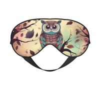 Owl Tree Branch Double-Sided Silk Sleep Mask, Adjustable Light Blocking Eye Mask for Travel, Men & Women, Soft Comfortable Blindfold 20x10cm