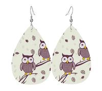 owl tree branch earrings for women teardrop leather earrings double sided lightweight dangle earrings for women ear accessories fashion jewelry birthday gift