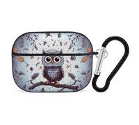 Owl Tree Branches AirPod Pro Case, Anti Scratch Hard PC Cover with Keychain, AirPod Pro 2nd/1st Case Accessories for Women Men, Black-Style