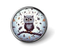 Owl Tree Branches Badges Pin, Personalized Exquisite Round Badge, 1 Inch Button Pins for Women And Men, Decorative Metal Round Brooch for Clothing, Backpacks, And Hats