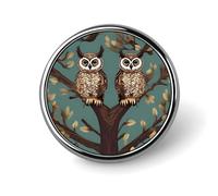 Owl Tree Branches Brooch with Button Design, Funny Backpack Pins for Women, Personalized Brooch Pins for Men, Round Badge for Hat, Cute Badge Holders for Activity