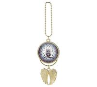 Owl Tree Branches Car Hanging Pendant, Zinc Alloy Rearview Mirror Charms - Relieve Visual Fatigue, Vintage Keychain Pendant, Lucky Car Interior Hanging Decoration, Golden-Style