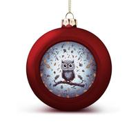 Owl Tree Branches Christmas Ball Ornaments - Red Shatterproof Plastic Vintage Rustic Xmas Tree Decorations Pendant for Family Holiday Wedding Party Xmas Hanging Decoration