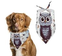 Owl Tree Branches Dog Bandanas for Feeding Grooming, Triangle Pet Bibs Washable Pets Scarf for Cats & Dogs