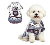 Owl Tree Branches Dog Shirts Hawaii Dog Clothes Cool Breathable Pet Summer Polo T-Shirts for Hot Days