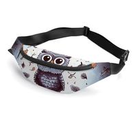 Owl Tree Branches Fanny Packs with Zipper, Personalized Waist Bags with Multiple Pockets, Adjustable Sling Bag for Travel, Waterproof Belt Bag, Crossbody Bags for Unisex