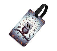 Owl Tree Branches Luggage Tags Durable TPU Suitcase Tag with Info Card, Scratch-Resistant Bag Tags for Suitcases, Travel Bags & Backpacks, Easy to Identify, Black-style, One Size, classic