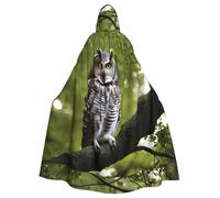 Owl Tree Branches Print Adult Wizard Hooded Cloaks Robe Cosplay Outfit Are Suitable For The Halloween Carnival