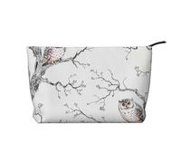 Owl Tree Branches Print Cosmetic Bags, Small Makeup Bag for Purse Corduroy Multifunctional Travel Makeup Bag with Metal Zipper for Women Girls