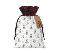 Owl Tree Branches Print Festive Drawstring Gift Eco-Friendly Bags Reusable Pouches Birthday Wedding Party