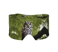 Owl Tree Branches Print Sleep Eye and Ear Muffs Mask - Adjustable Yoga Travel Headband, Keep Warm Shading Comfortable Aid