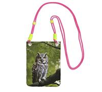 Owl Tree Branches Print Sling Bag For Men Women, Casual Mini Phone Purses, Anti-Theft Phone Bag, For Hiking Travel, Fuchusia, One Size