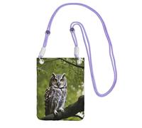 Owl Tree Branches Print Sling Bag For Men Women, Casual Mini Phone Purses, Anti-Theft Phone Bag, For Hiking Travel, Purple, One Size