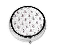 Owl Tree Branches Print Stylish Round Pill Box - Mini Travel Companion for Your Medication