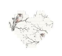 Owl Tree Branches Printed Jigsaw Puzzle 10.8x12.8 CM, Heart-Shaped Puzzle Challenging Game for Adults Gifts, Family Fun Decorative Wall Decor